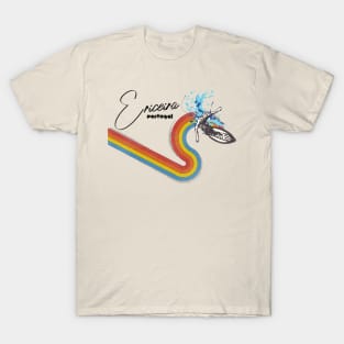 Retro 70s/80s Style Rainbow Surfing Wave Portugal T-Shirt